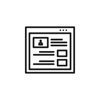 Kişisel profil CV web sayfası wirefram simgesi
