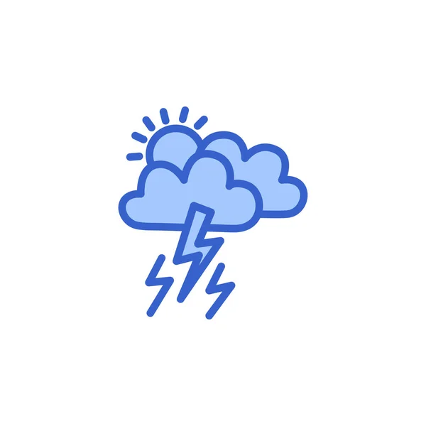 Clima Nuvoloso Sorpreso Con Pioggia Sole Icona Vettore — Vettoriale Stock