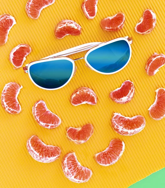 Summer Bright orange mix. Stylish Sunglasses — Stock Photo, Image