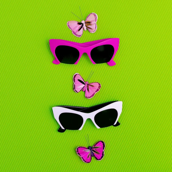 Set trendy sunglasses. Romantic Summer fashion — Stock Photo, Image