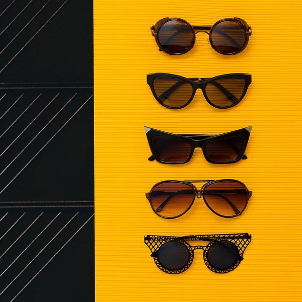 Chocolate collage set stylish sunglasses. Be in trend . — Stock Photo, Image