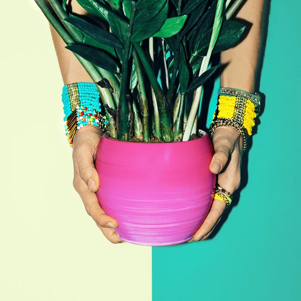 Stijlvolle accessoires. Armbanden. Tropische stijl. Fashion Lady. — Stockfoto