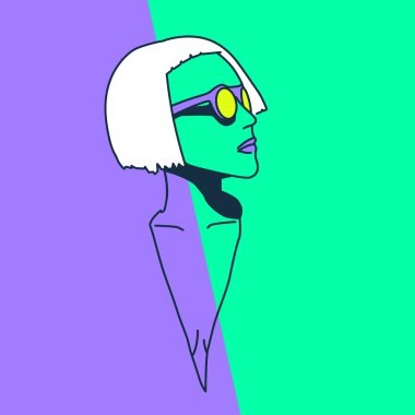 Sarışın. Geometrik tarzı. Pop Art. Minimalist moda sanat.