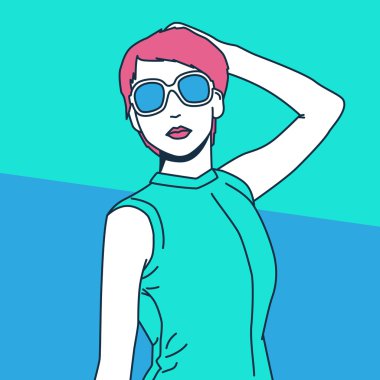 Sarışın Bob. Pop art comic stili. Minimalizm moda.