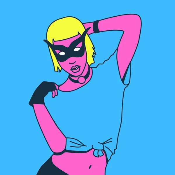Blond tjej i maskerad mask. Comics Pop Art stil. — Stock vektor