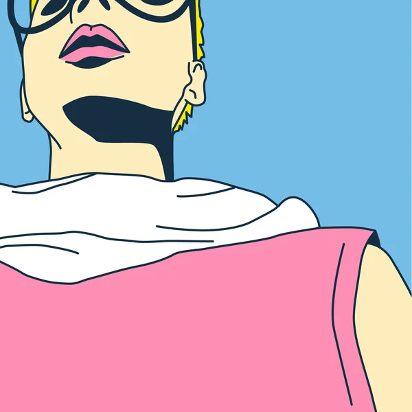 ブロンドの女性コミック。ポップなアート スタイルのファッション. — ストックベクタ