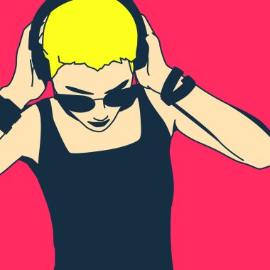Kız Dj. Pop sanat tarzı. İlham müzik