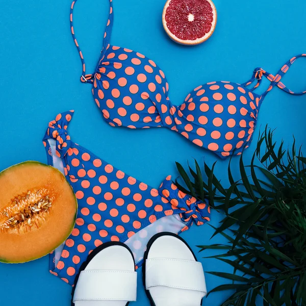 Swimsuit  polka dots Ladys Fashion — Stock Photo, Image
