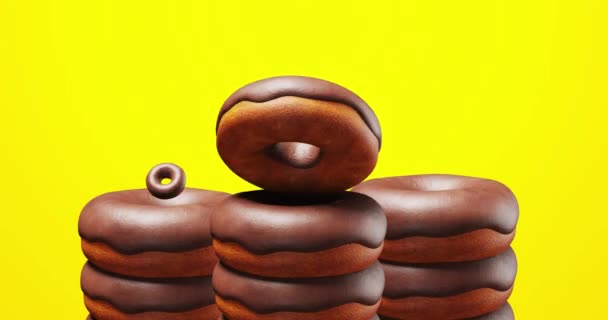 Minimal Motion Art Donuts Dynamic Vibes Fast Food Concept Video — Stock Video