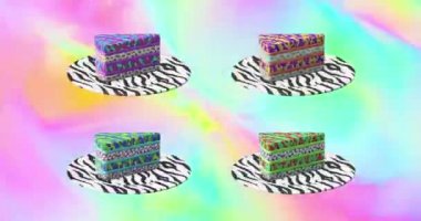 Minimum hareket tasarımı. Soyut arka planda 3 boyutlu yemek. Fast food konsepti. 4k video