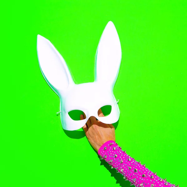 Party Main Tenant Mode Masque Lapin Blanc Gosplay Club Hipster — Photo