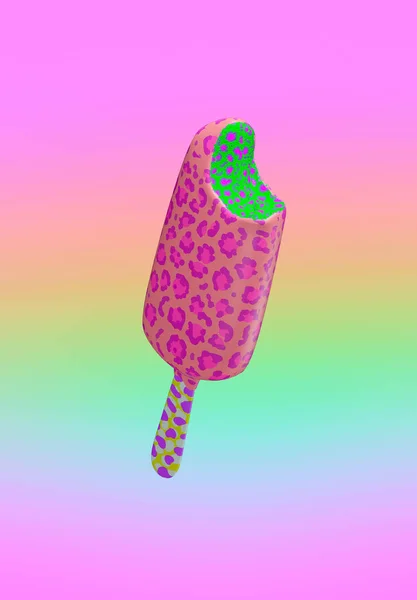 Визуализация Моды Коллаж Абстрактной Сцены Творческий Образец Животного Мороженого Градиентном — стоковое фото