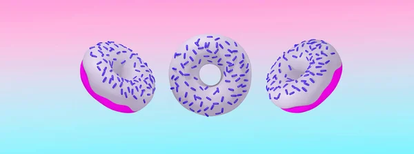 Maken Mode Collage Abstracte Banner Scène Zoete Donuts Roze Ruimte — Stockfoto