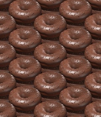 Kusursuz izometrik 3D desen. Çikolatalı çörekler. Minimum tasarım. Çörekçi, Restoran, Pastane Şekerci, Yemek Teslimatı