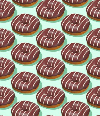 Kusursuz izometrik 3D çizim kalıbı. Çikolatalı çörekler. Minimum tasarım. Çörekçi, Restoran, Pastane Şekerci, Yemek Teslimatı