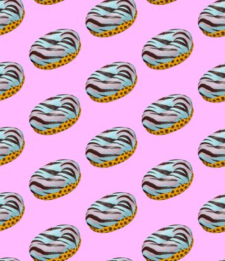 Kusursuz 3D çizim kalıbı. Yaratıcı kaplan çörekleri. Minimum tasarım. Çörekçi, Restoran, Pastane Şekerci, Yemek Teslimatı