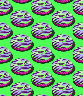 Kusursuz 3D eşölçülü desen. Yaratıcı kaplan çörekleri. Minimum tasarım. Çörekçi, Restoran, Pastane Şekerci, Yemek Teslimatı