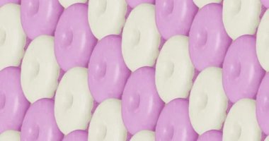 Minimum hareketli 3D sanat. Tatlı, şeker, parti dükkanı, sevgililer günü, harika bir konsept. 4k video