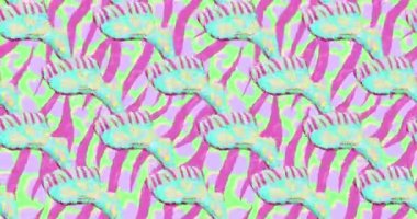 Minimum hareket tasarımı. 3D yaratıcı gıda soyut hayvan desenli uzay 44k video yiyecek, sağlık, vejetaryen gıda konsepti.