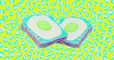 Minimum hareket tasarımı. 3D yaratıcı gıda soyut hayvan desenli uzay 44k video yiyecek, sağlık, vejetaryen gıda konsepti.