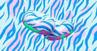 Minimum hareketli 3D sanat. Yer çekiminde minimum animasyon. Moda hayvan baskısı tasarımı 4k video.