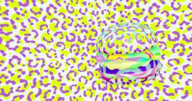 Minimum hareketli 3D sanat. Yer çekiminde minimum animasyon. Moda hayvan baskısı tasarımı 4k video.