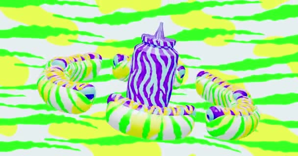 Minimální Pohyb Animace Gravitačním Prostoru Trendy Zvířecí Potisk Design Video — Stock video