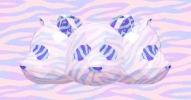 Minimum hareketli 3D sanat. Yerçekimi uzayında animasyon. Moda hayvan baskısı tasarımı 4k video.