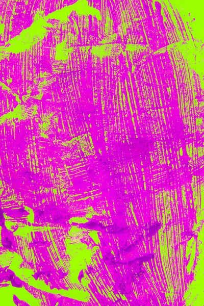 Purpurowe Pociągnięcia Pędzla Chaos Farba Zielonym Odizolowanym Tle Minimalne Abstrakcyjne — Zdjęcie stockowe
