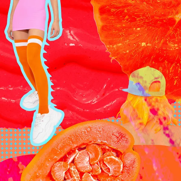 Hedendaagse Digitale Collage Kunst Fashion Girl Jaren Pop Zine Cultuur — Stockfoto