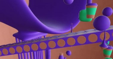 Asgari sürreal 3D sanat. Soyut geometri alanında canlandırılmış. Moda döngü hareketi tasarımı 4k video.