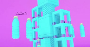 Asgari sürreal 3D sanat. Soyut geometri alanında canlandırılmış. Moda döngü hareketi tasarımı 4k video.