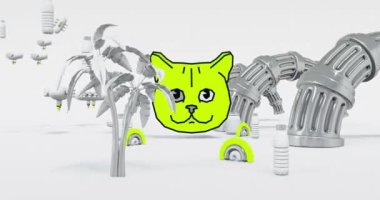 Asgari sürreal 3D sanat. Soyut geometri alanında canlandırılmış. Moda döngü hareketi tasarımı 4k video.