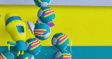 Asgari sürreal 3D sanat. Soyut geometri alanında canlandırılmış. Moda döngü hareketi tasarımı 4k video.