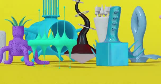 Minimal Surrealistisk Konst Animerad Abstrakt Geometri Utrymme Trendig Loop Rörelse — Stockvideo