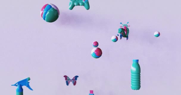 ミニマル シュールレアル3Dアート 抽象的な幾何学空間でアニメーション トレンドループモーションデザイン4Kビデオ — ストック動画