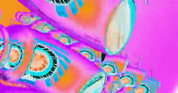 Sanat Eseri Geometrik Tasarım Uzayında Hareketli Stil Hippi Nesneleri Renkli — Stok video