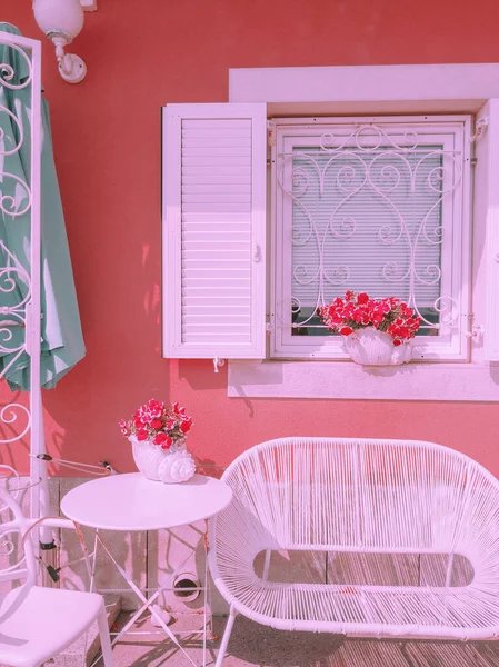 Beautiful Pink Medanean Location Концепция Путешествия Пиран Словения Стильные Обои — стоковое фото