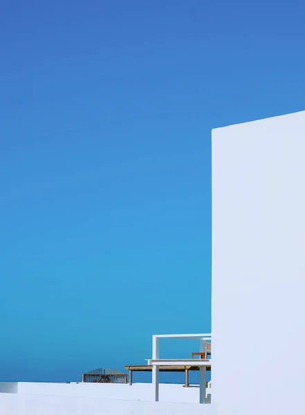 Stylish minimalistic wallpaper. White building. Geometry aesthetic. Travel. Canary island
