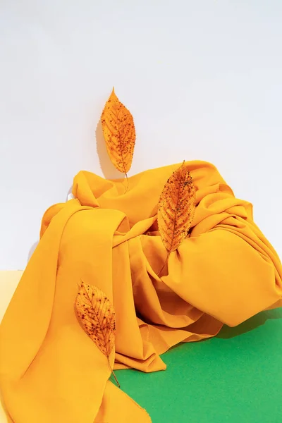 Otoño Fondo Invierno Hoja Otoño Textil Amarillo Tonos Colores Moda — Foto de Stock