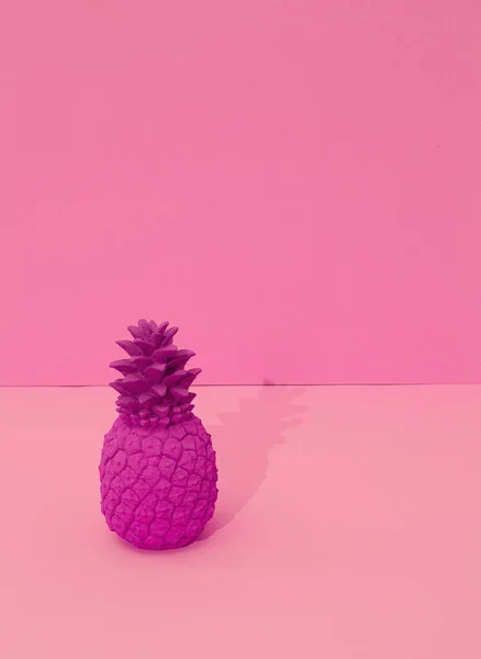 Creative Pineapple Vanilla Pink Background Minimal Still Life Copy Space — Stock Photo, Image