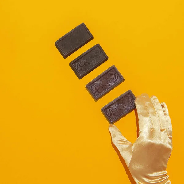Chocolat Main Chocolat Rétro Amoureux Art Minimal Temps Des Fêtes — Photo