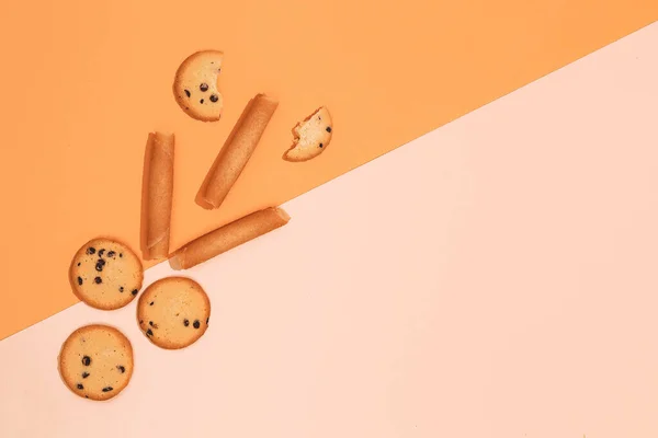 Biscuit Cookies Mix Flat Lay Scene Minimal Art Holidays Time — Foto de Stock