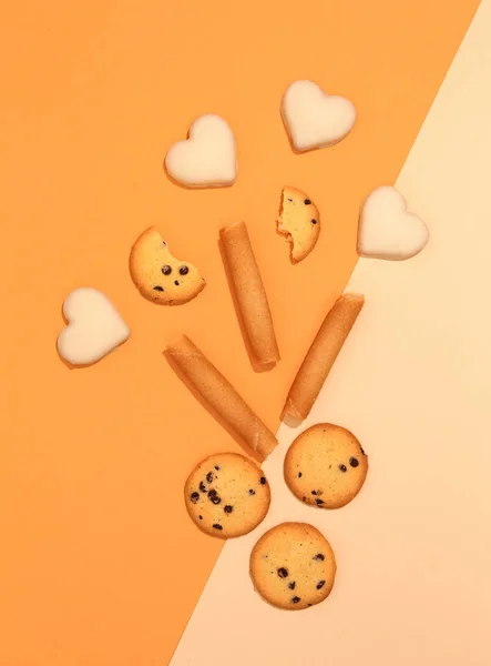 Biscuit Cookies Mix Flat Lay Scene Minimal Art Holidays Time — Foto de Stock