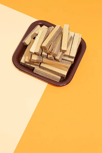 Waffle Plastic Plate Minimal Food Art Fashion Scene Sweet Lover — Stock Photo, Image