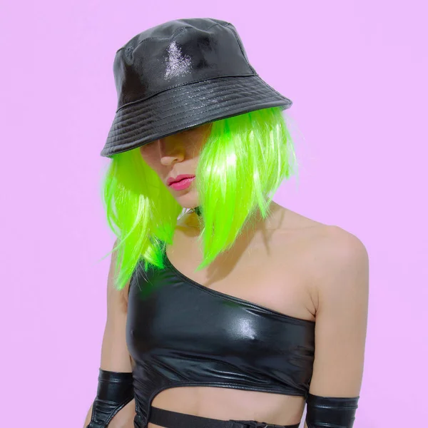Fashion Girl Cyberpunk Party Stil Clubbing Streaming Halloween Konzept — Stockfoto