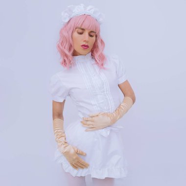 Candy Pretty Girl in a waiter costume. Role-playing games, halloween, party shop concept
