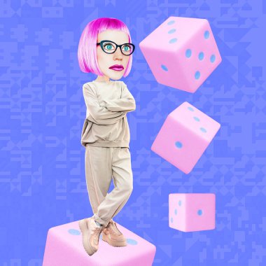 Komik kolaj sahnesi. Çizgi Kadın karakteri