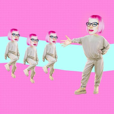 Komik kolaj sahnesi. Çizgi Roman Kız karakterleri