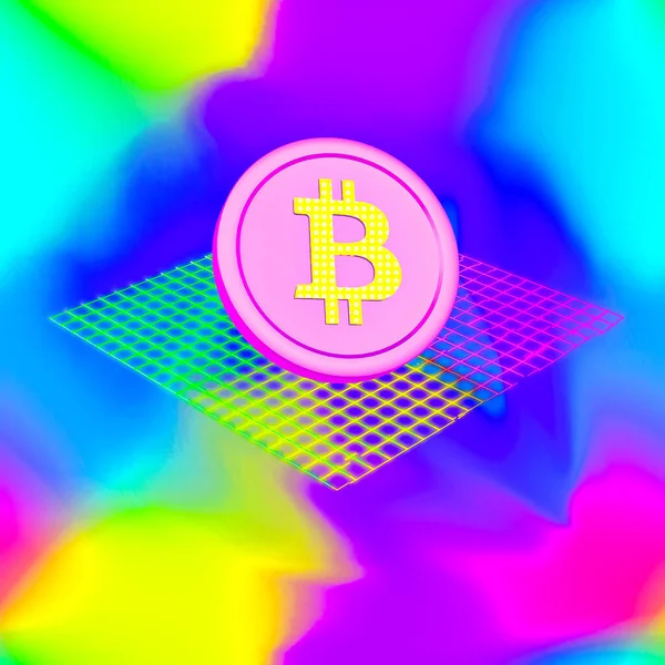 Collage Art Minimale Contemporaneo Concetto Moneta Digitale Soldi Bitcoin Crypto — Foto Stock